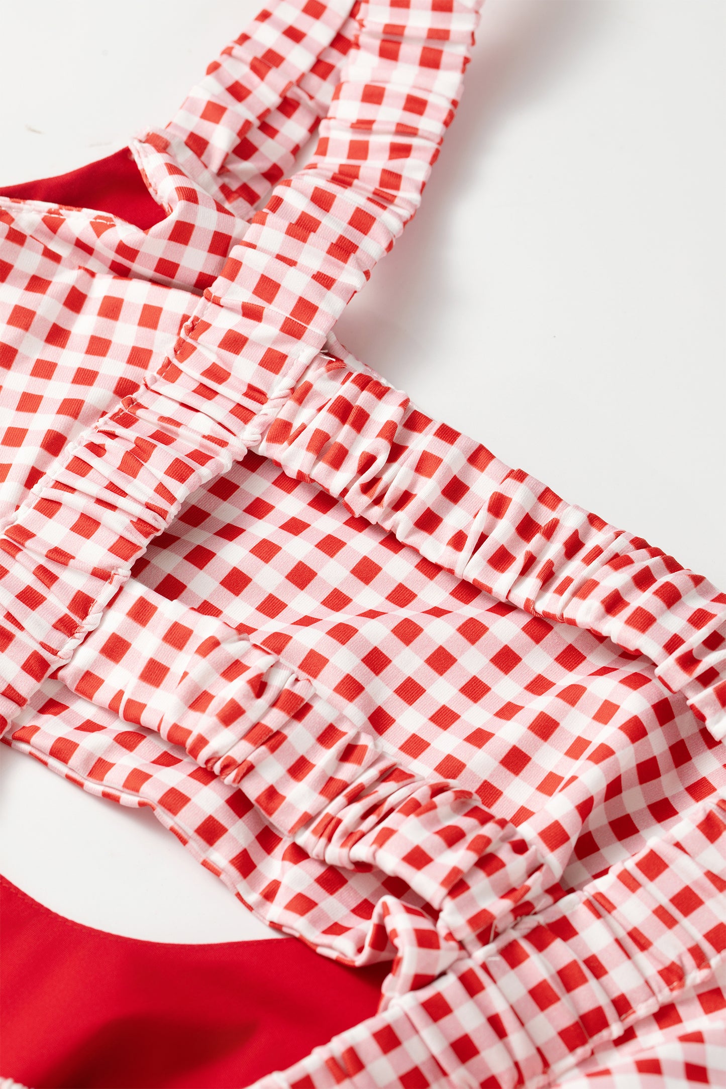 Gingham Patchwork Faux Two Piece Mini Dress