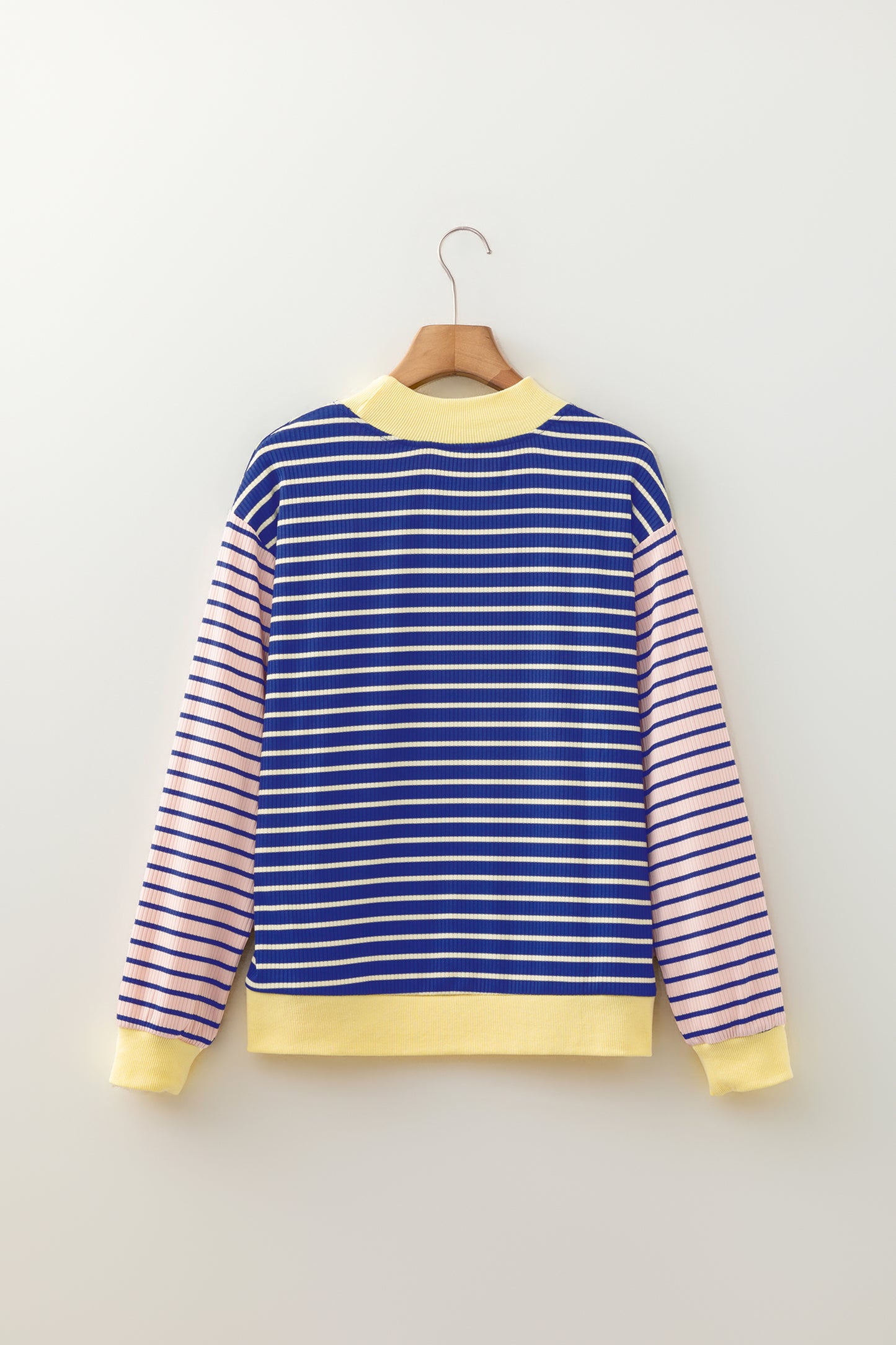 Stripe Colorblock Long Sleeve Crewneck Pullover Top
