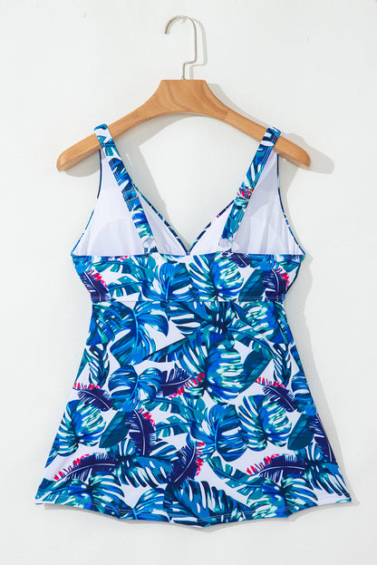 Floral Padded V-Neck Tankini Top
