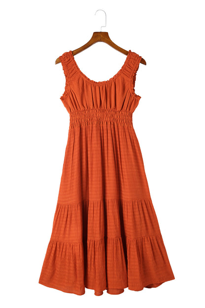 Smocked Waist Tiered Midi Dress