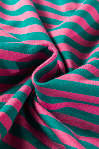 Stripe Lace Trim 3/4 Sleeve Top