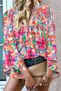 Floral Bell Sleeve V-Neck Blouse