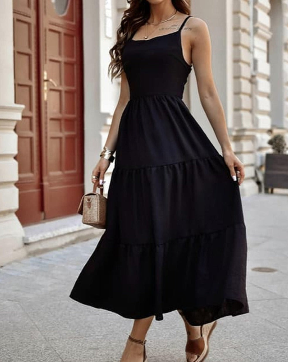 Crossover Cutout Bodice Maxi Dress