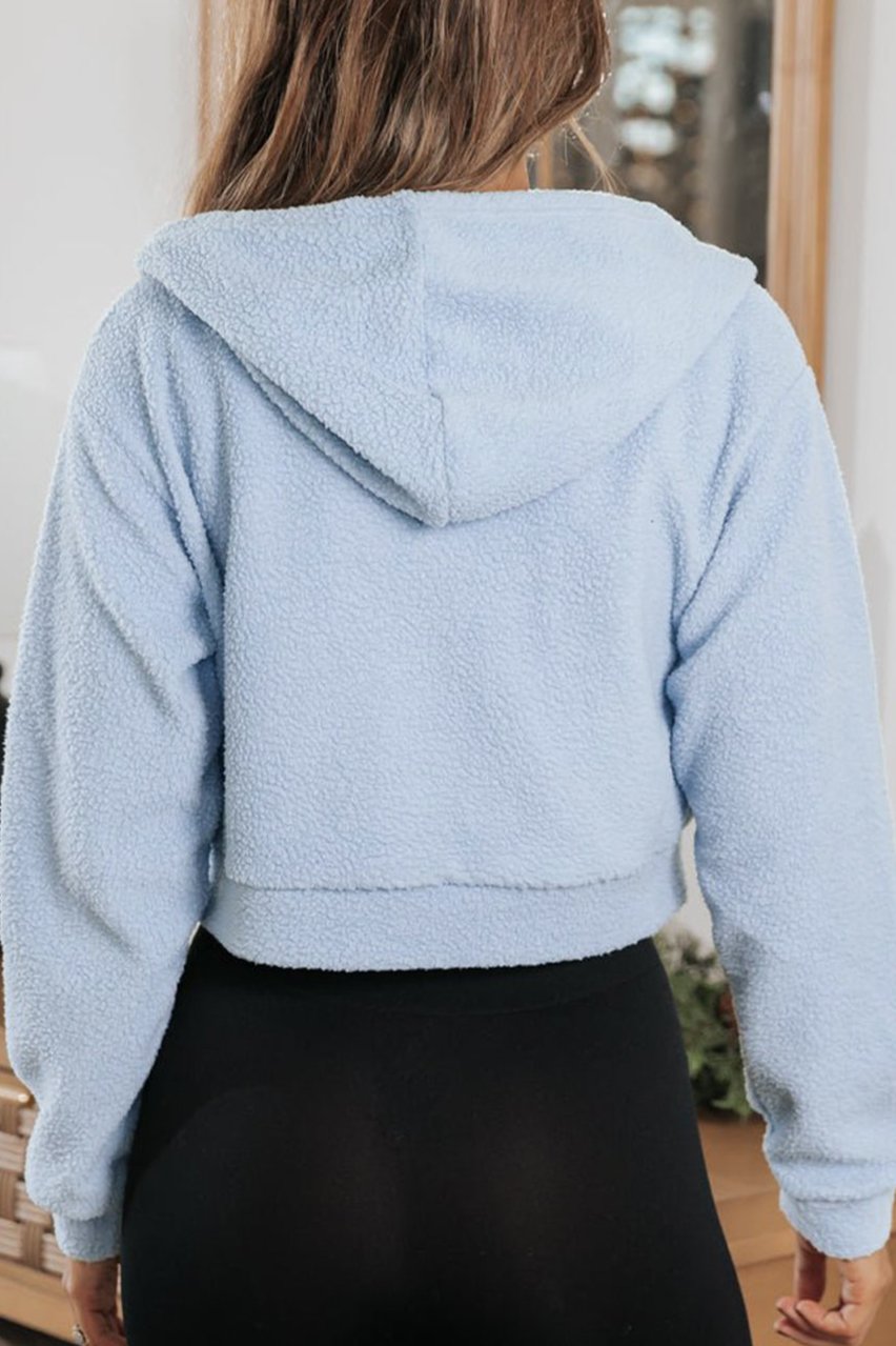 Sherpa Cropped Zip Up Hoodie