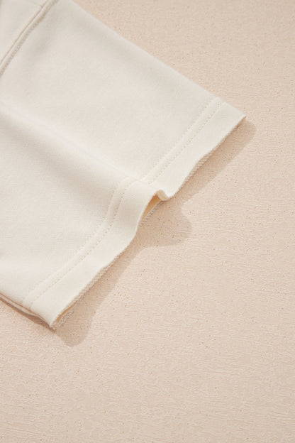 Solid Textured Raw Edge Top and Short Set