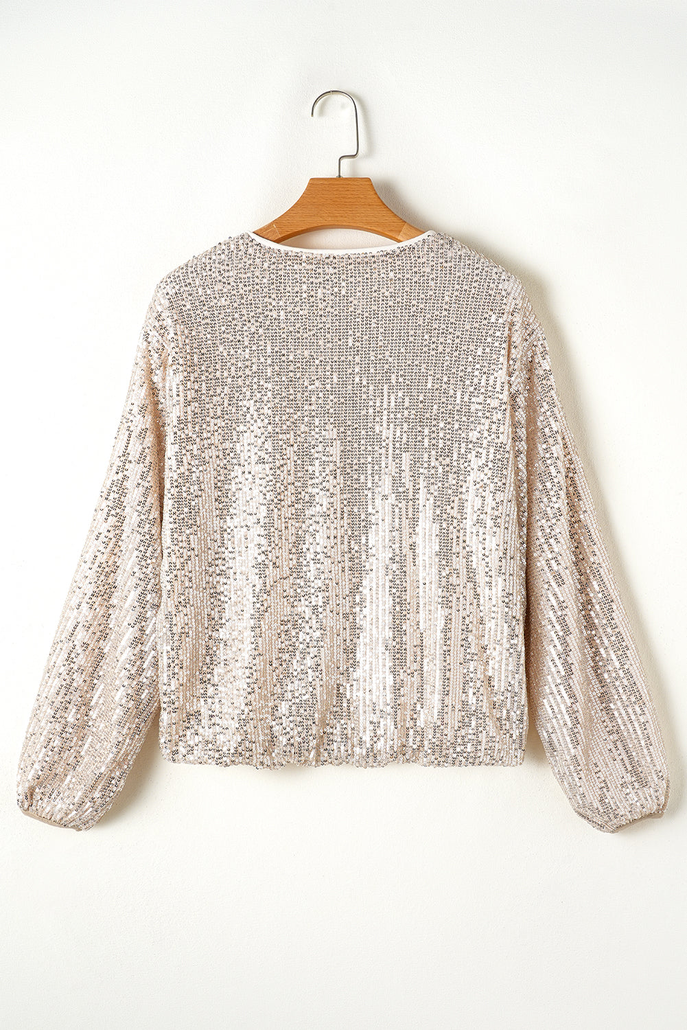 Sequin Round Neck Zipped Jacket