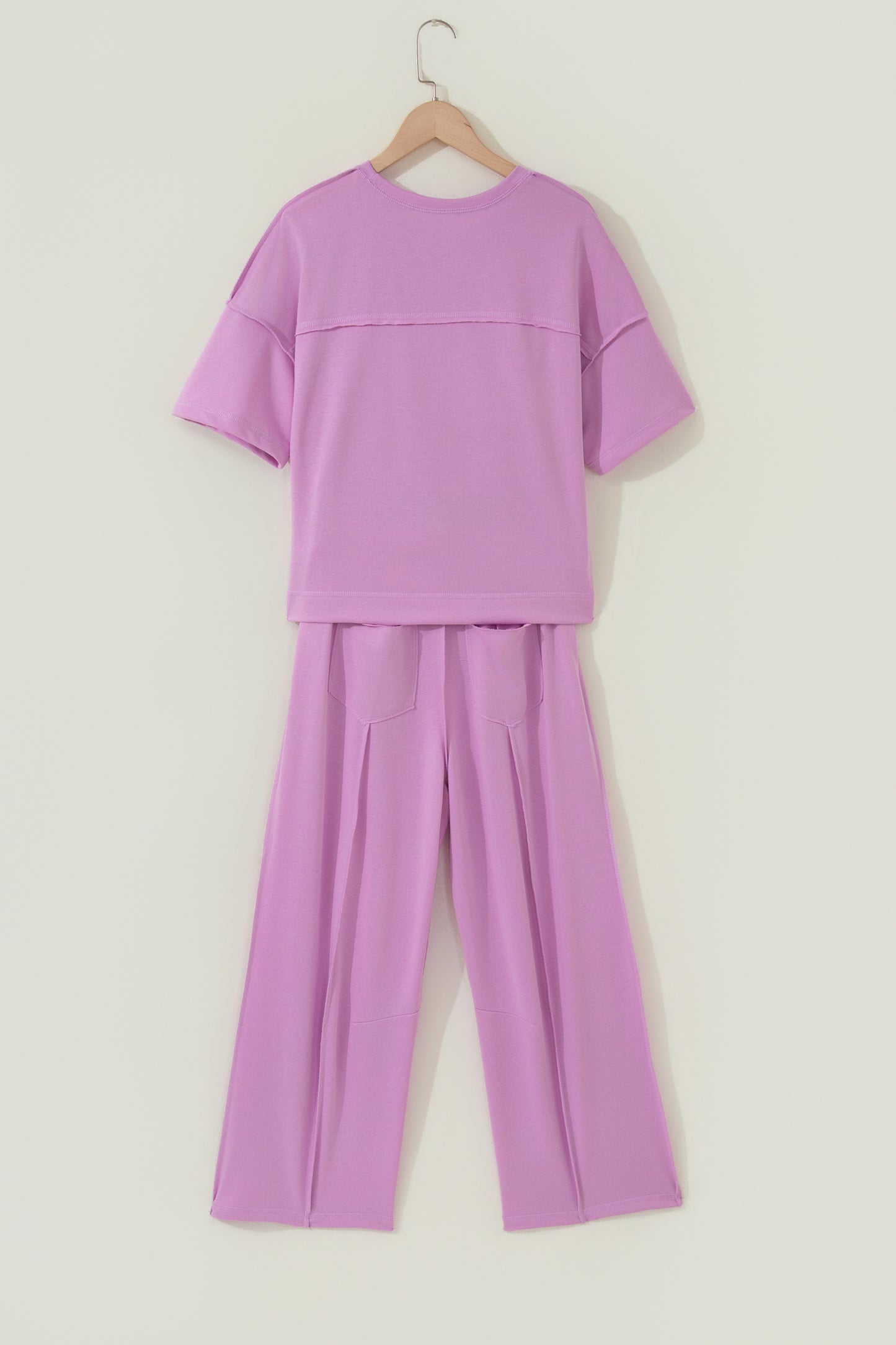 Solid Drop Shoulder Boxy Tee & Barrel Pants Set