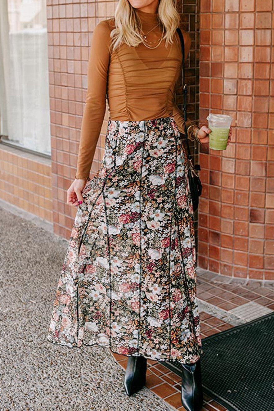 Floral High Waist Maxi Skirt