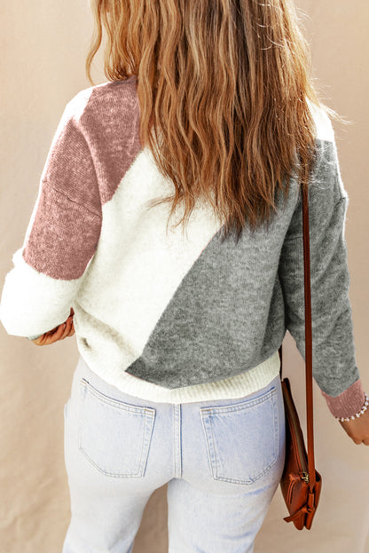 Colorblock Ribbed Trim Sweater