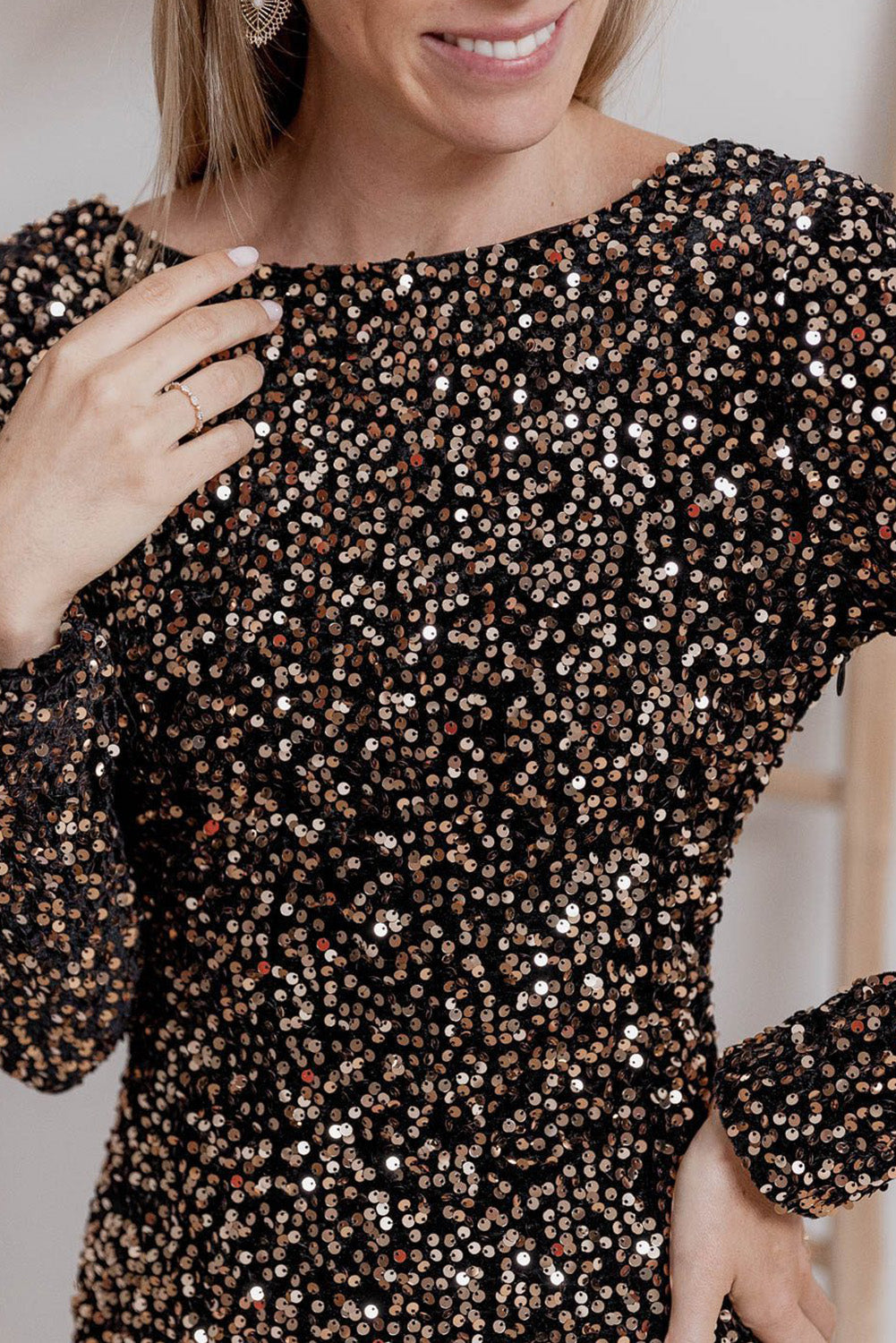 Sequin Long Sleeve Bodycon Dress