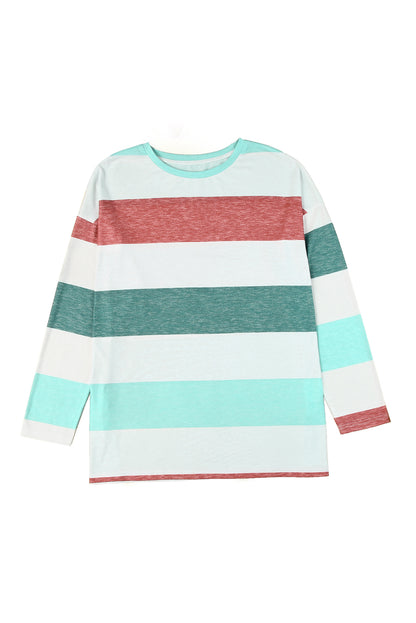 Stripe Colorblock Pullover Top Plus Size