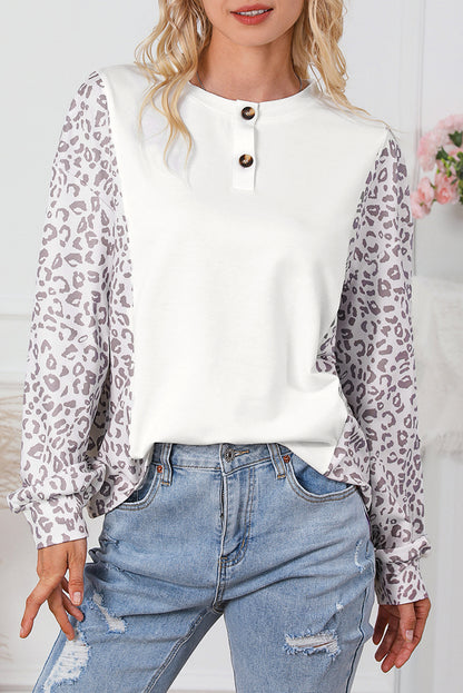 Leopard Colorblock Dolman Sleeve Top