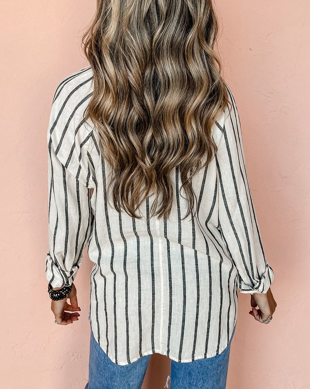 Stripe Chest Pocket Oversized Shirt