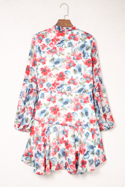 Floral Long Sleeve Buttoned Dress