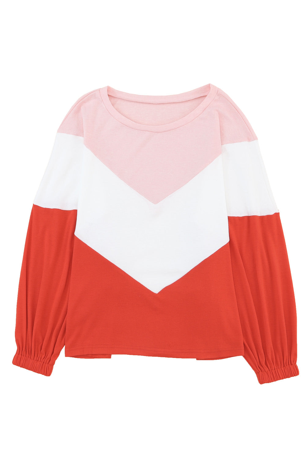 Chevron Colorblock Puff Sleeve Top