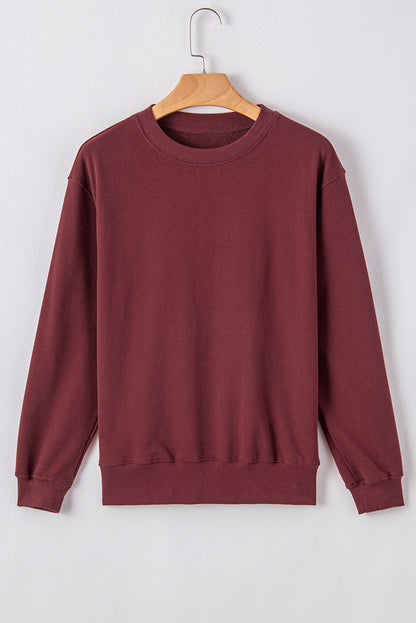 Solid Crewneck Pullover Sweatshirt