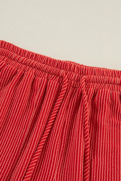 Christmas Letter Print Corded Knit Top & Pants Set