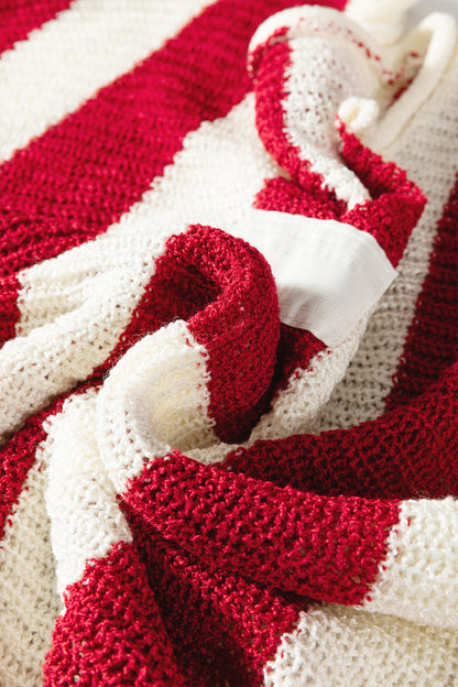 Colorblock Stripe V-Neck 3/4 Sleeve Sweater