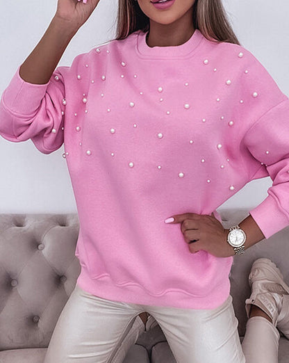 Pearl Beaded Crewneck Sweatshirt