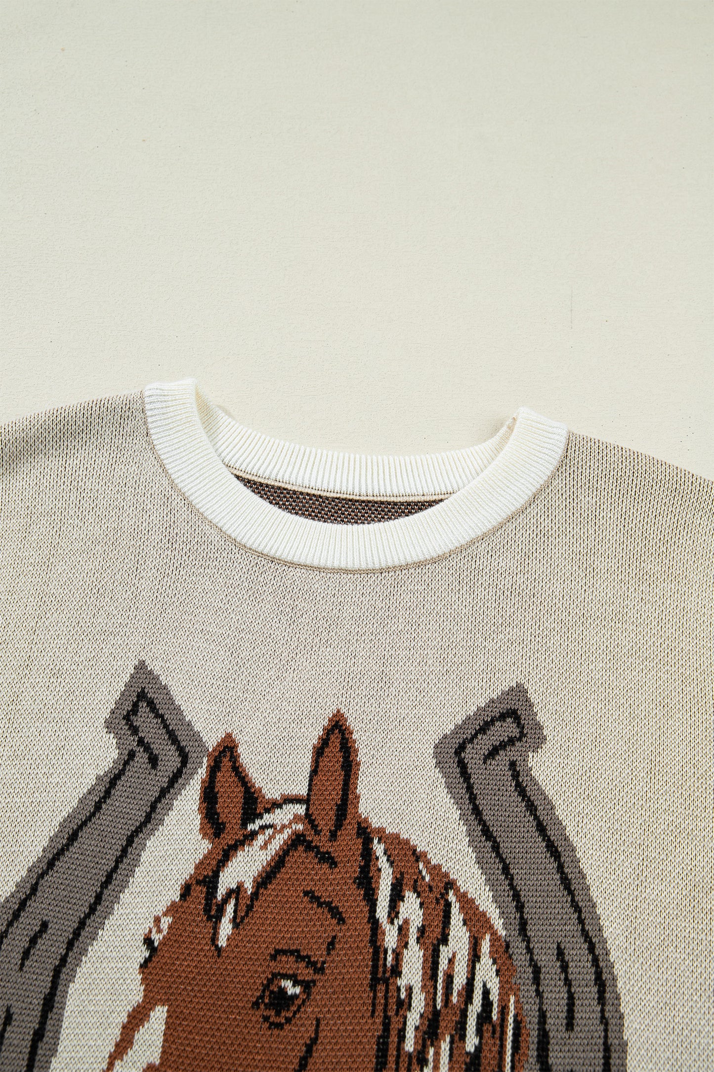 Western Horseshoe Colorblock Trim Sleeveless Sweater