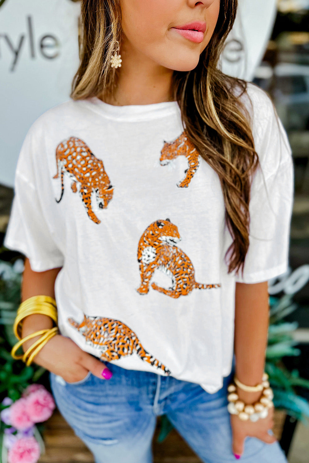 Leopard Drop Shoulder T-Shirt