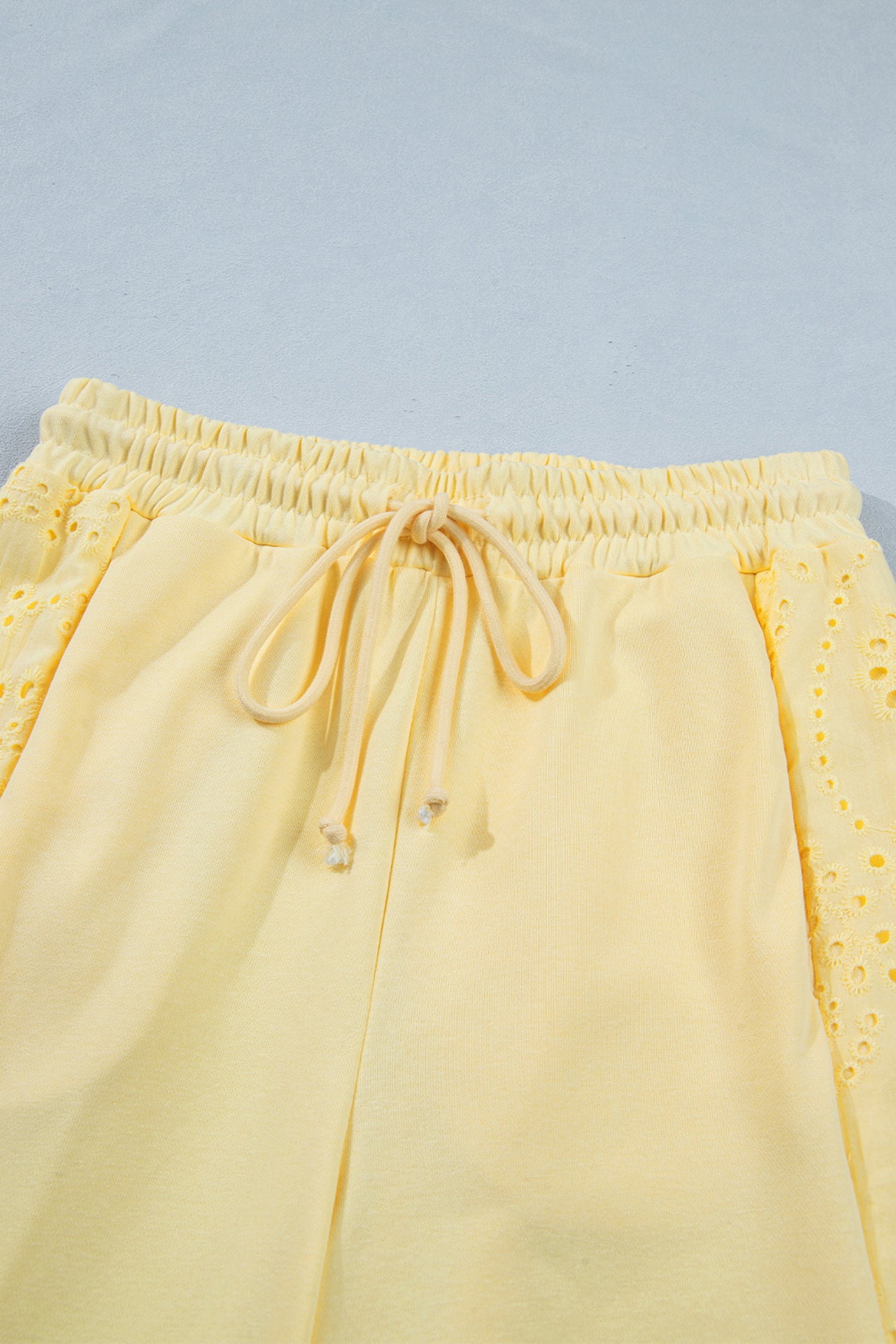 Solid Embroidered Eyelet Patchwork Top & Pants Set