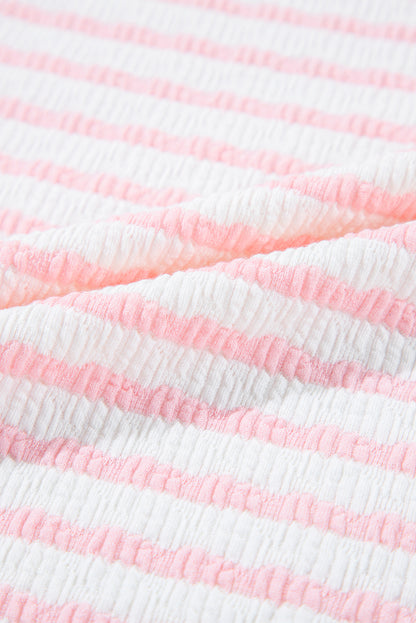 Stripe Knitted Top & Drawstring Shorts Set