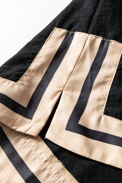 Plus Size Colorblock Stripe Trim V-Neck Dress