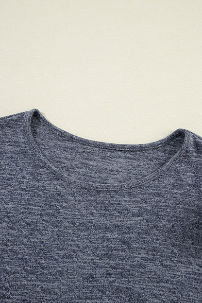 Floral Patchwork Ruffle Tiered Sleeve Crewneck Blouse