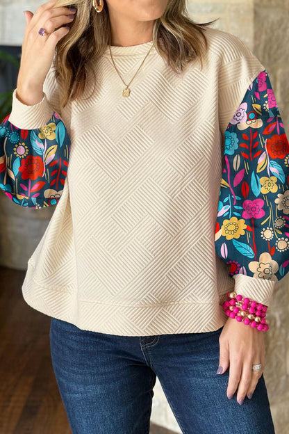 Floral Colorblock Long Sleeve Top