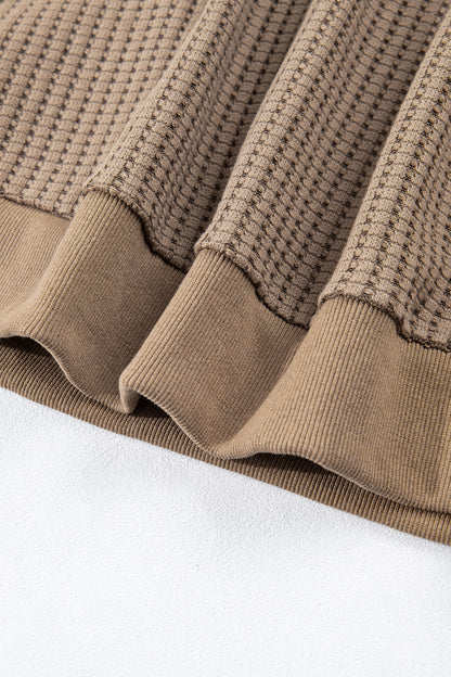 Solid Textured Knit Snap Button Collar Top