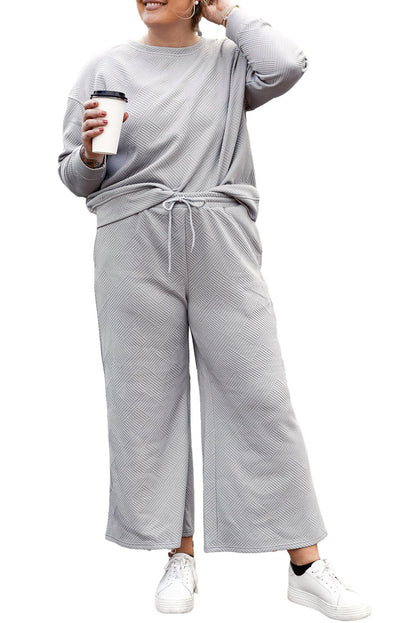 Textured Slouchy Loungewear Set Plus Size