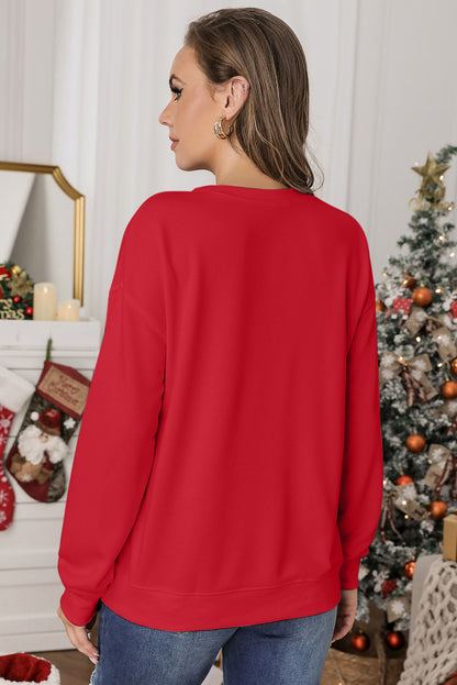 Solid Crew Neck Pullover Sweatshirt