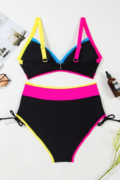 Colorblock High Waist Bikini Set