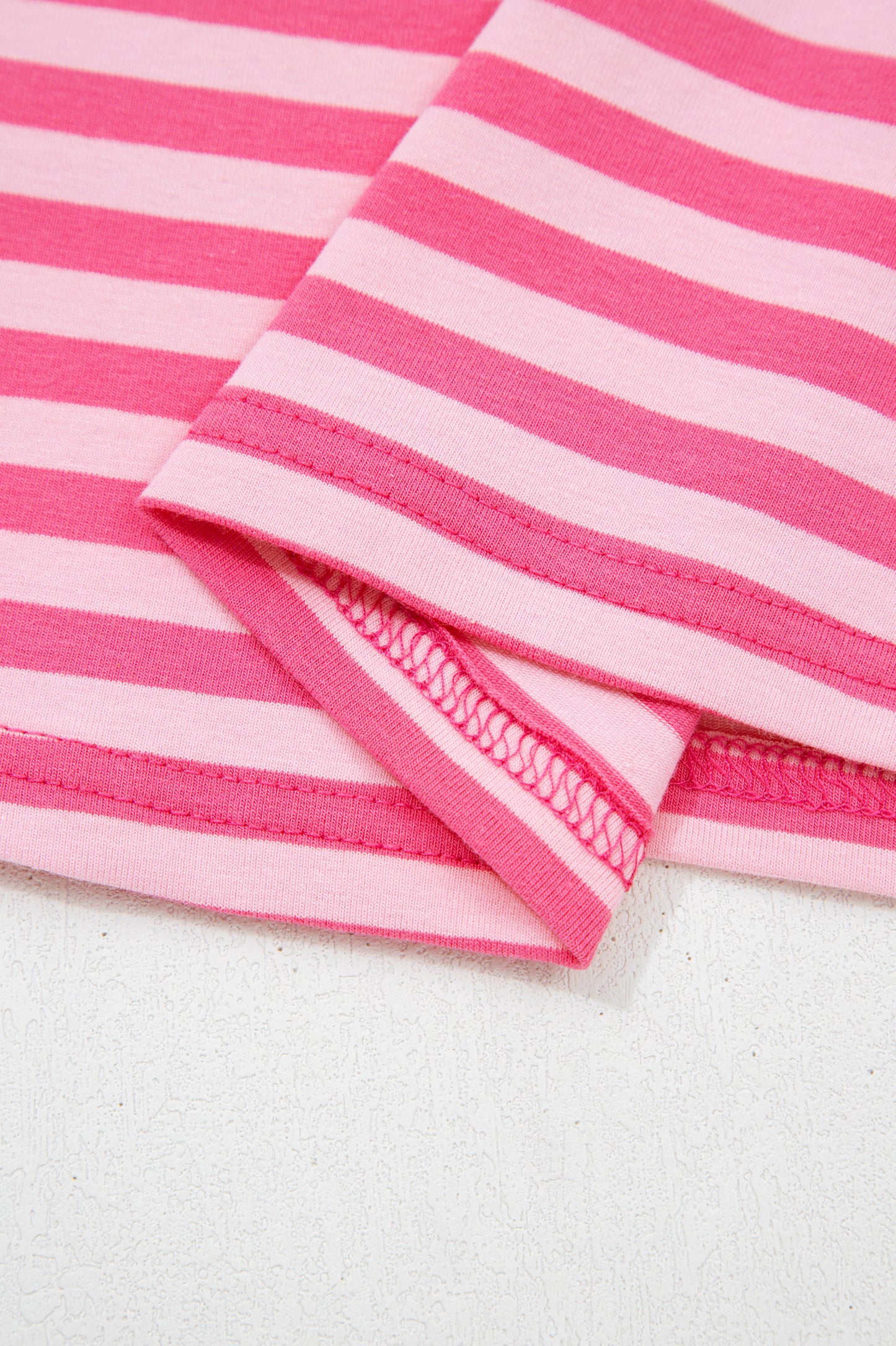 Stripe Drop Shoulder Top & Buttoned Pants Set