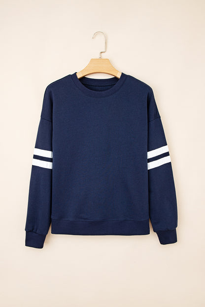 Varsity Stripe Drop Shoulder Oversized Sweatshirt