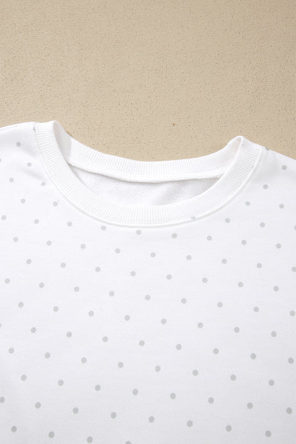Polka Dot Side Stripe Detail Sweatshirt & Shorts Set