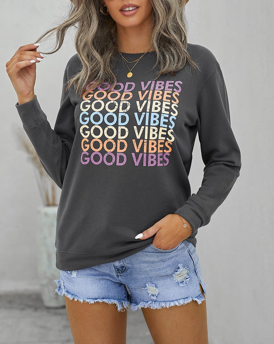 Good Vibes Crewneck Pullover Sweatshirt