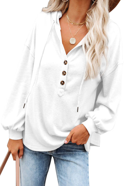 Half Buttoned High Low Hoodie