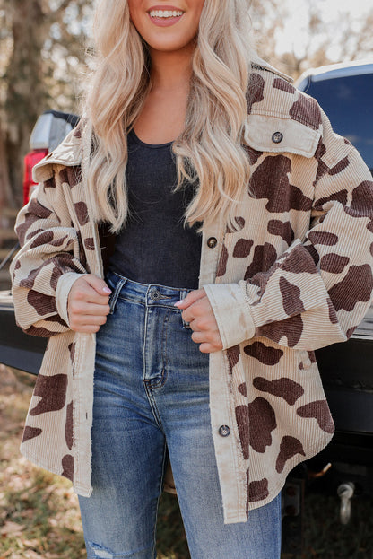 NEW! Cow Spots Printed Corduroy Shacket