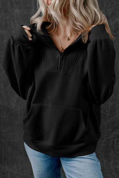 Half Zip Stand Neck Sweatshirt