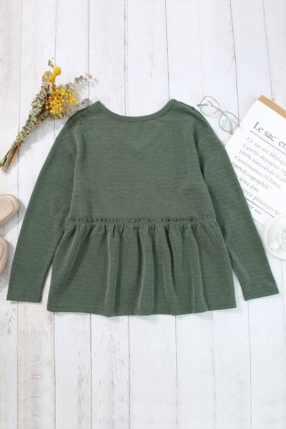 Ruffle Peplum Long Sleeve Top