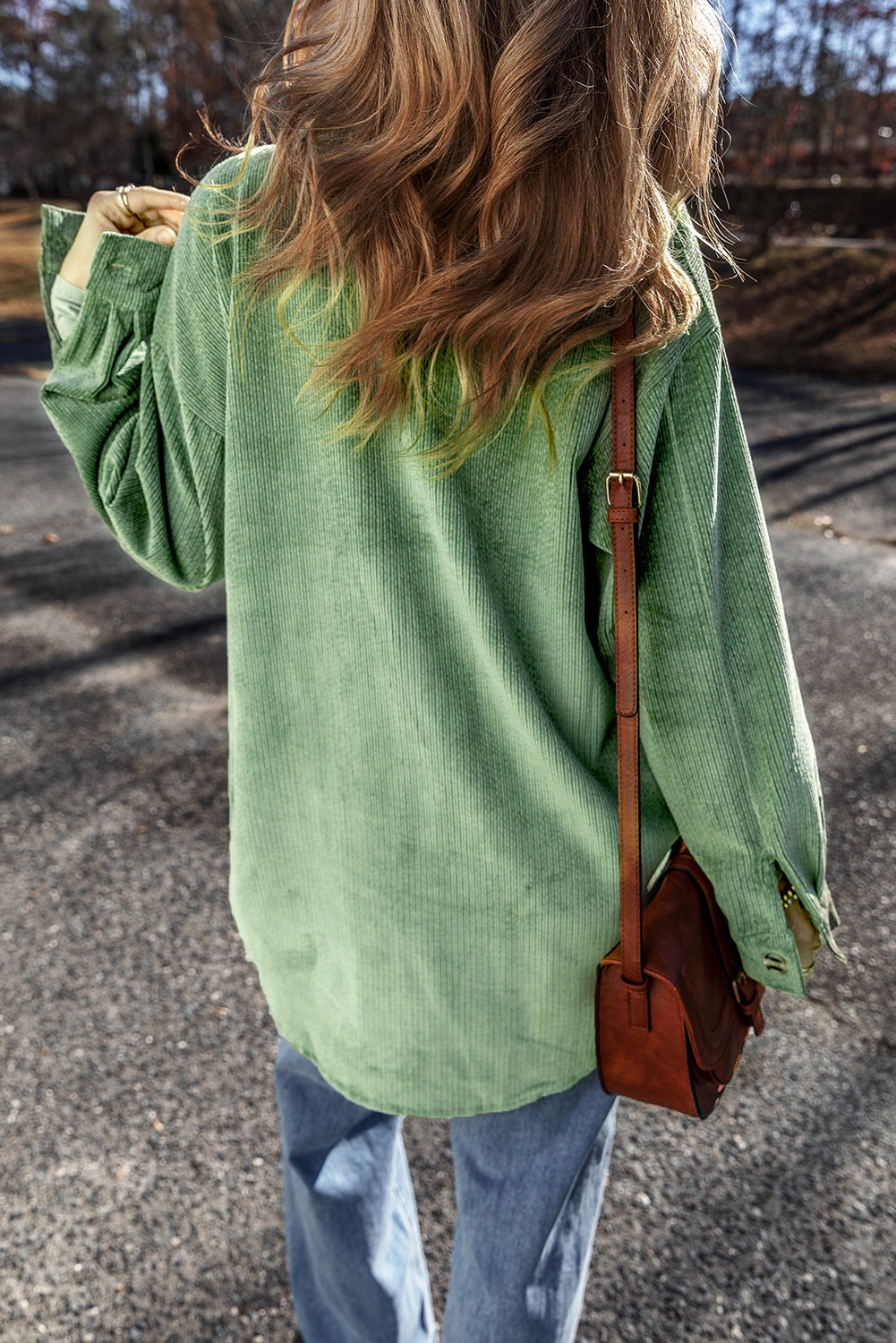 Corduroy Patch Pocket Buttoned Shacket