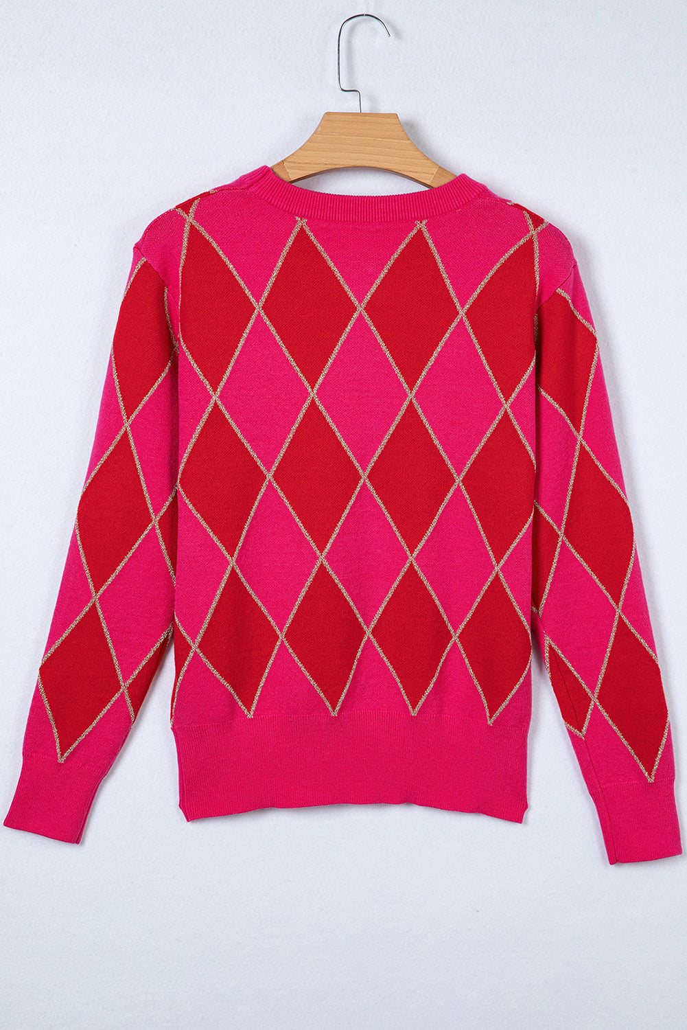 Glitter Rhombus Geometric Knit Crewneck Sweater