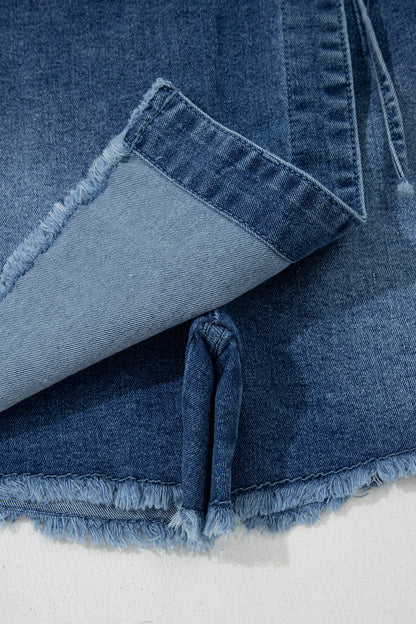 Denim Wrapped Tie Waist Skort