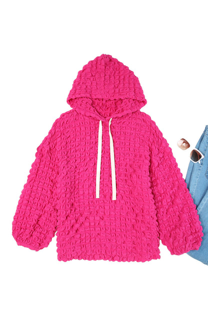 Rose Bubble Textured Waffle Hoodie