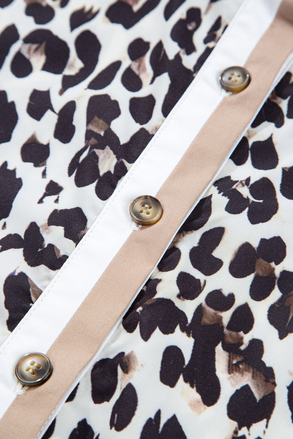 Leopard Stripe Collar Half Buttoned Flared Dress