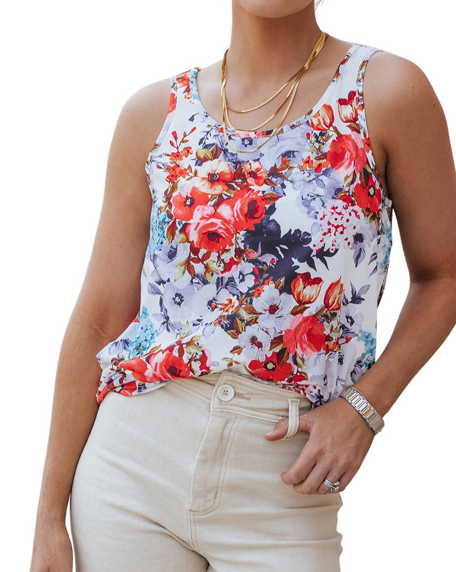 Floral Scoop Neck Tank Top