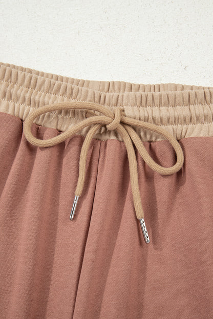 Colorblock Long Sleeve Top and  Drawstring Pant Set