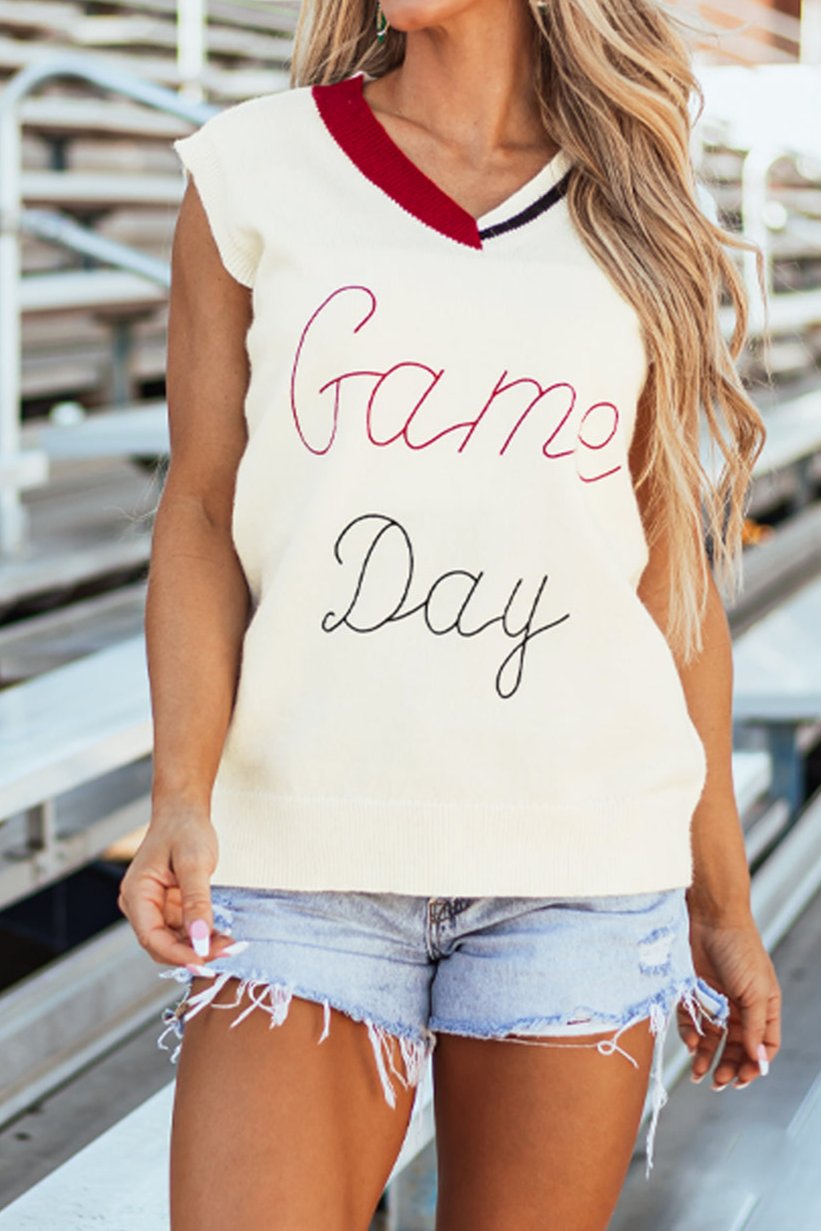 Game Day Short Sleeve Sweater Top